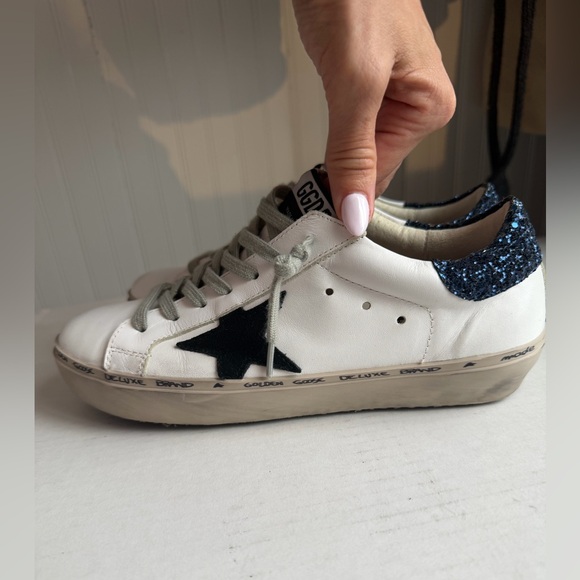 Golden Goose Hi Star Platform White & Navy Shoes - Picture 10 of 10